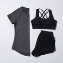 Slimming Sweat-absorbent Quick-drying Fitness Three-piece Suit (Color:Dark Gray Size:S)