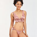 Women Sexy Bandage Solid Color Split Bikini Swimsuit (Color:Pink Size:S)