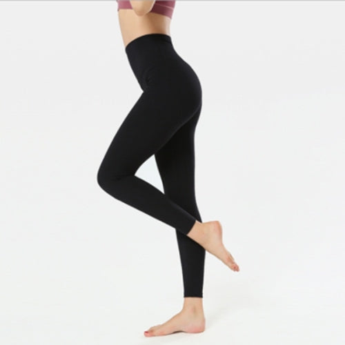 Solid Color Tight Elastic Thin Slim Hips Feet Quick-drying Running Fitness Pants (Color:Black Size:S)