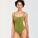 Women Solid Color One-piece Vest Bikini Swimsuit (Color:Green Size:L)