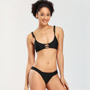 Women Braided Double-sided Split Bikini Swimsuit (Color:Black Size:S)