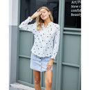 Slim Fashion Bottomed Shirt With Denim Skirt (Color:White Size:L)