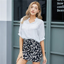Solid Top With Floral Skirt (Color:Black Size:XL)