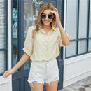 Dot Shirt With Denim Shorts (Color:Yellow Size:M)