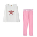 Star Letter Print Casual Set (Color:White Size:M)