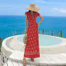 Ethnic Style Printing Long Dress Beach Skirt (Color:As Show Size:L)