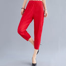 Slim Pleated Loose Pants Pencil Pants Small Feet Elastic Pants (Color:Green Size:Free Size)