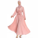 Solid Color Slim Dress + Loose Pleated Lace Up Dress (Color:Pink Size:XXL)