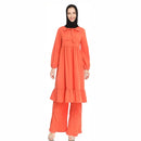 Dress Suit National Style Wide Leg Pants Two Piece Set (Color:Orange Size:XL)