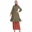 Slim Waist Dress Wide Leg Pants Set (Color:Army Green Size:M)