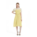 One-neck Short Sleeve Waist Retro Dress (Color:Yellow Size:XXL)