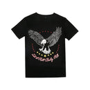 Cotton Eagle Print Loose Versatile T-shirt (Color:Black Size:S)