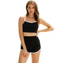 Two Piece Summer Fashion Jacket And Shorts (Color:Black Size:S)