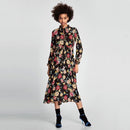Long Sleeve Dress With Bow Tie And Black Ear Collar (Color:Decor Size:S)