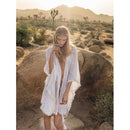 Bikini Blouse With Lace And Ball Side Drawstring (White)