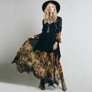 Low V-neck Pleated Chiffon Dress With Irregular Hem And Ankle Skirt (Color:Black Size:M)