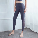 Double Sided Brocade Nude Fitness Pants Mesh Stitching High Waist Yoga Pants (Color:Gray Purple Size:M)