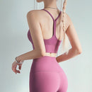 Fitness Sexy Beauty Back Sports Underwear Vest Type Nude Small Sling Yoga Bra (Color:Plum Size:S)
