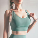 No Trace Buckle Peach Chest Line Yoga Sports Vest (Color:Tidewater Teal Size:S)