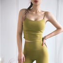 Pleated Sling Double Sided Brocade Skin Friendly Nude Fitness Yoga Sports Vest (Color:Crape Size:S)