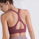 Y-shaped Wide Shoulder Belt Geometric Hollow Out Shockproof Nude Yoga Sports Underwear (Color:Plumful Size:XL)