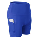 Running Training Tight Quick Drying Elastic High Waist Yoga Three Part Belt Pocket (Color:Blue Size:M)