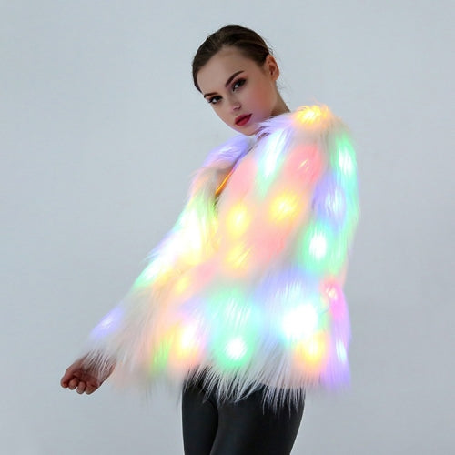 Cosplay Costumes Christmas And Halloween Night Costumes LED Colored Lights Show Clothes (Color:White With Light Size:S)