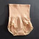 Seamless High-waisted Close Abdominal And Mention Hip Warming Uterus Memory Lace Shaping Briefs for Ladies (Color:Dark Flesh Color Size:Free Size)