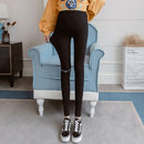 Pregnant Mother Leggings Spring And Autumn Models Outer Wear Trousers Cropped Trousers (Color:Black Size:L)