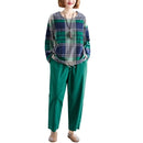 Large Size Womens Two-piece Loose And Thin Radish Pants Western Style Suit (Color:Green Size:XL)