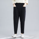 Loose Large Size Literary Vertical Pockets All-match Solid Color Slim Casual Pants (Color:Black Size:L)
