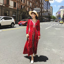 Bohemian Ethnic Style Cotton And Linen Embroidery Thin Holiday Dress Beach Skirt (Color:Red Size:S)