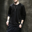 Fall/winter Loose Sweater Men Bottoming Shirt (Color:Black Size:L)