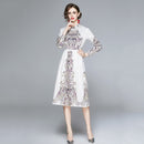 Fashion Lapel Print All-match Skirt (Color:Decor Size:M)