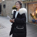 Sweet Little Fragrance Is Thinner Plush Hooded Jacket Down Jacket Cotton Coat (Color:Black Size:S)