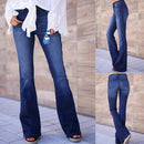 Women Fashion Boot Cut Pant Jeans (Color:Dark Blue Size:XXL)