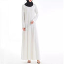 Women Muslim Long Sleeve Inside Long Dress (Color:White Size:S)