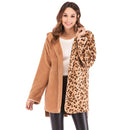 Double-sided Fluff Leopard Print Hooded Long Sleeve Coat (Color:As Show Size:XL)