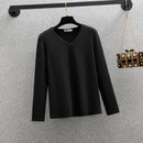 Double-faced Velvet Padded V-neck Long-sleeved Bottoming Shirt (Color:Black Size:XXL)