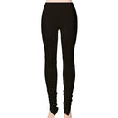 Split Pleated Pencil Leggings (Color:Black Size:S)