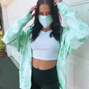 Loose Plus Size Casual Street Print Sweatshirt (Color:Green Size:S)