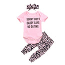 Short Sleeve Letter Printing + Leopard Print Trousers Girl Suit (Color:Pink Size:70)