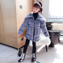Girls Lamb Wool Padded Down Jacket (Color:Blue Size:120)