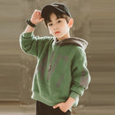 Boys Hooded Padded Warm Sweater (Color:Green Size:110)