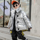 Boys Mid-length Padded Coat (Color:Silver Size:160)