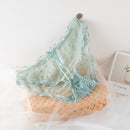6 PCS Mid-rise Star Lace Thin Briefs (Color:Bean Green Size:L)