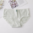 6 PCS Pure Cotton Small Fresh Mid-waist Briefs (Color:Fresh Green Size:XXL)