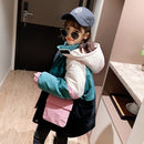 Stitching Contrast Girls Cotton Jacket (Color:Green Size:110)