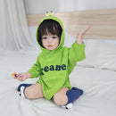 Plus Velvet Thickened Baby Casual Long Sleeve Triangle Romper Cute Big Eyes Loose Romper (Color:Green Size:59cm)