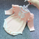Regular Style Autumn and Winter Baby Girls Bow-knot Knitted Triangle Romper (Color:Pink Size:90cm)